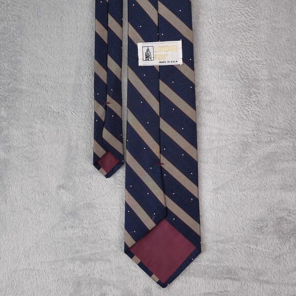 Vintage London Fog Mens Neck Tie 54"L Blue Striped Necktie Made in USA - Picture 5 of 9